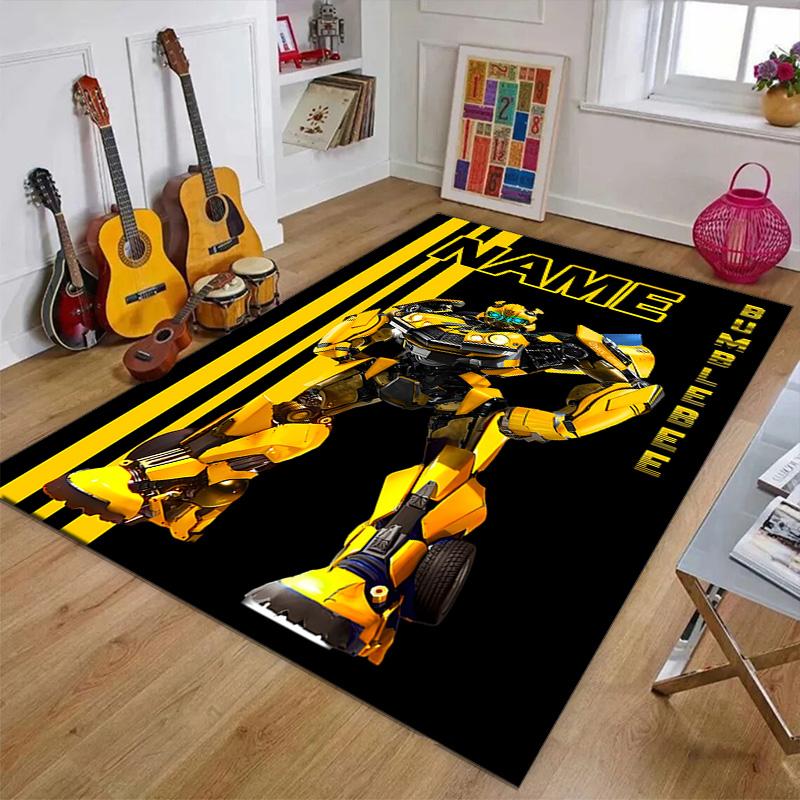 Custom Bumblebee Mat Personalized Name, Polyester Washable Indoor Entryway Rug, Gift for Christmas, Easter, Thanksgiving Day