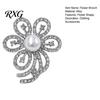 Suit Lapel Brooch Faux Pearl Rhinestone Flower Brooch, Hollow Floral Pin Durable for Wedding Bridal Shower, Women Girls Clothing Jewelry Accessories