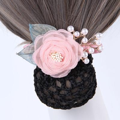 Korean Style Pearls Crochet Bun Net Hairgrips Cover Net Rose Lace Hair Net  Mother's Day Gift