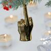 Christmas Middle Finger Decoration Funny Gold Middle Finger Xmas Tree Hanging Ornament Naughty Gag Gifts for Coworker Friends