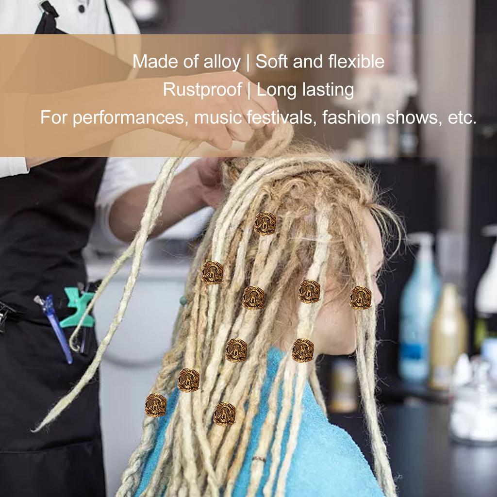 24 STÜCKE Haarperlen Metall Antikgold Antik Großes Loch Haarflechten Armband Anhänger 10 X 9mm