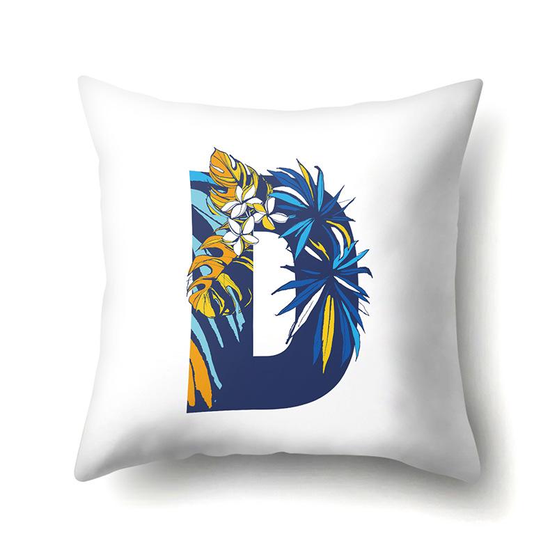 Polyester Pillowcase Tropical Plant Parrot Bird 26 English Letters Home Cushion Cover Bedside Cushion Cover