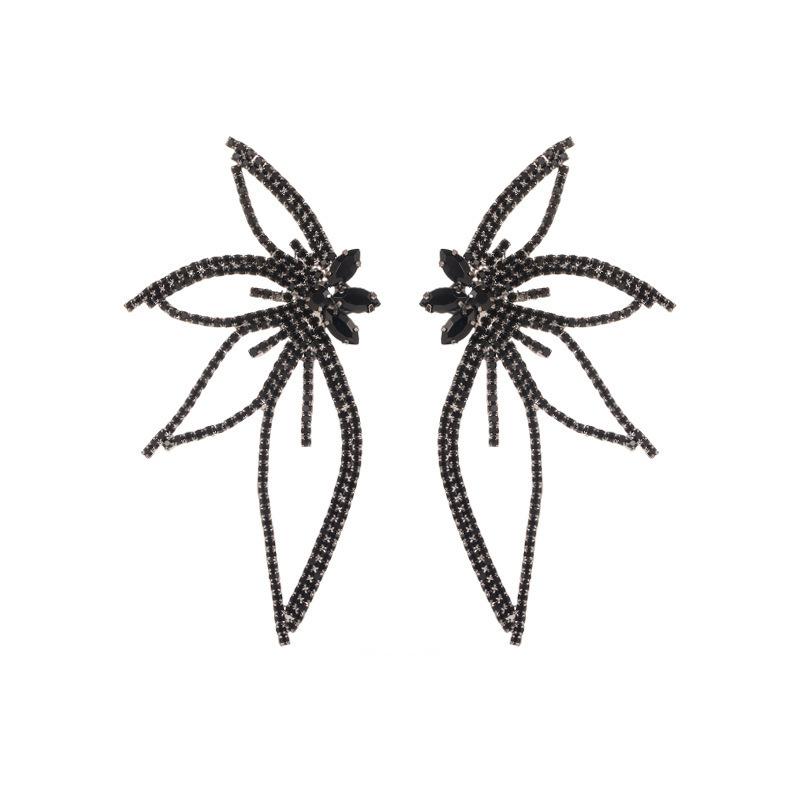 Wind Claw Chain Alloy Butterfly Diamond Flower Earrings Women'S Creative Retro Temperament Earrings Bow