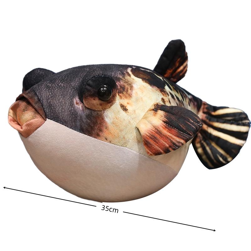 3D Levensgetrouw Zee Dieren Kogelvis Knuffel Zacht Pluche Hanger Realistisch Leven Aquarium Vis Poppetje Cadeau Voor Alle Leeftijden
