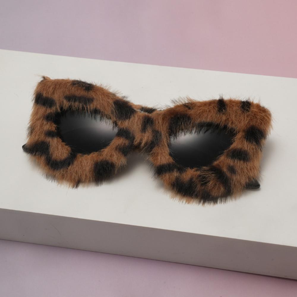 Fashion Sunglasses Fluffy Heart-Shaped Eyewear Designer Pc Frame Glasses Winter Fluffy Cat Eye Sunglasses For Festival Cosplay