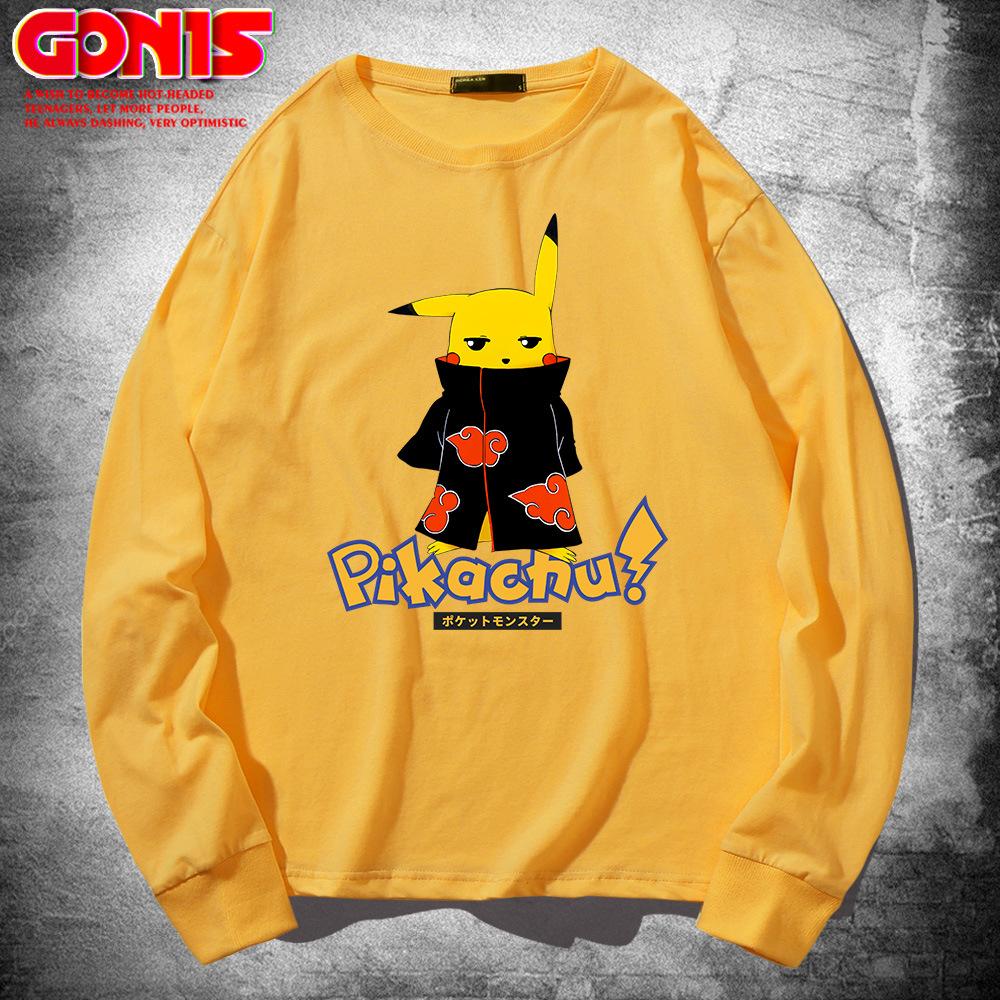 Japanese anime long-sleeve T-shirts for men and women, spring/autumn wear Naruto, pure cotton loose thin base shirts, trendy clothing