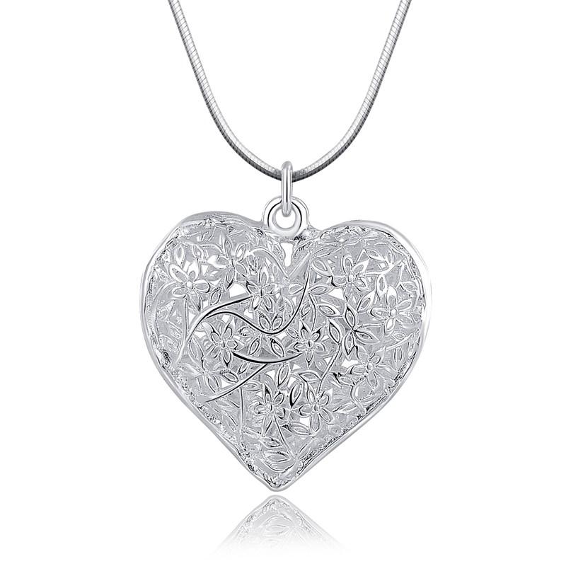 Xiaomi DOTEFFIL 925 Sterling Silver 18-30 Inch Carved Heart Pendant Snake Chain Necklace For Women Fashion Wedding Party Charm Jewelry