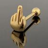 Surgical Steel Middle Finger Gesture Tongue Barbell Stud Piercing Rings Punk
