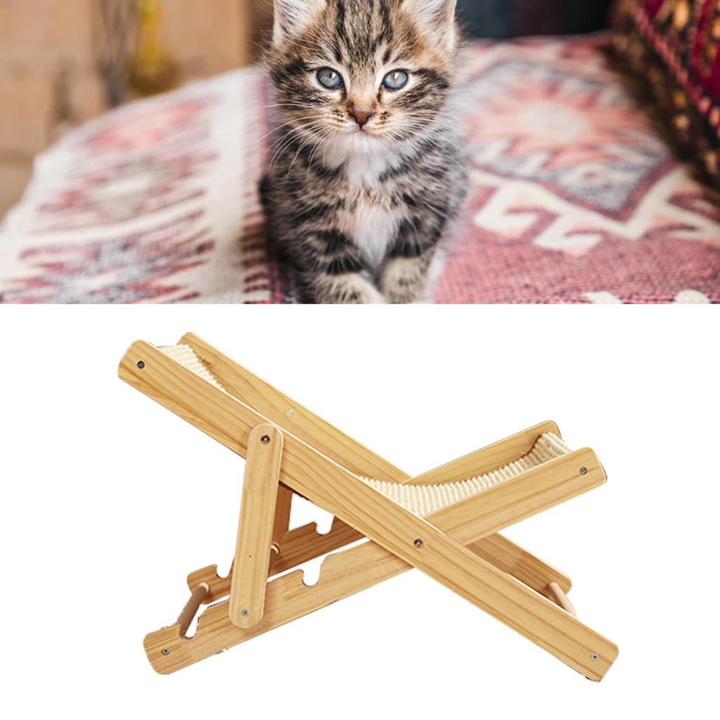 Kočičí houpací síť postel 4 rychlosti nastavitelná prodyšná dřevěná vyvýšená pelíšek pro domácí mazlíčky pro vnitřní koťátko sisal