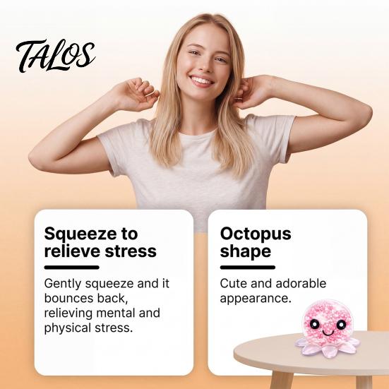Talos Octopus Stress Relief Toy, Soft Elastic Fidget Ball, Portable Pocket-sized for Adults And Kids