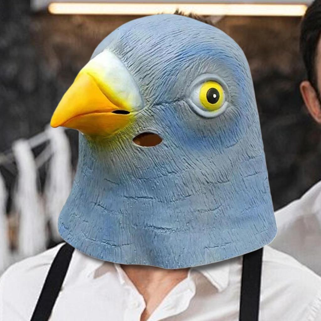 Halloween Pigeons Mask Latex Bird Headgear Halloween Fancy Dress Cosplay Costume Animal Head Cover Party Props For Party Cosplay