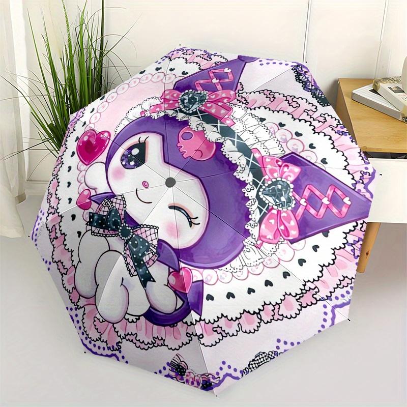

Kuromi Automatic Folding Umbrella Simple 8 Rib Design, Bright Cartoon Pattern, Durable Iron Frame, Suitable For Travel, Outdoor, Beach Cute