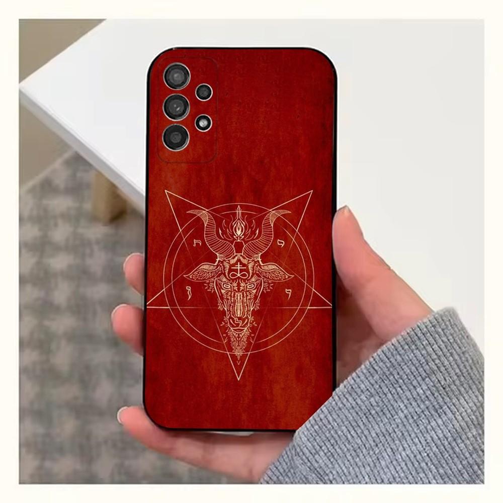 Satanic Hell Pentagram Phone Case For Samsung S25,S24,S23,S22,S20,S21,S10,Ultra,Plus,Lite,FE,Soft Silicone Black Cover