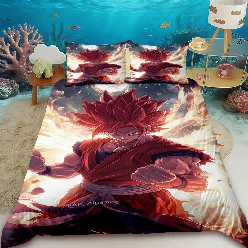 Teens Goku Duvet Cover Dragon Ball Goku Cartoon Bedding Set Quilt Cover Twin King Dormitory Bedroom Home Decor