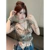 Oversized V Neck Sleeveless T Shirt With Tie Details For Summer Casual Wear