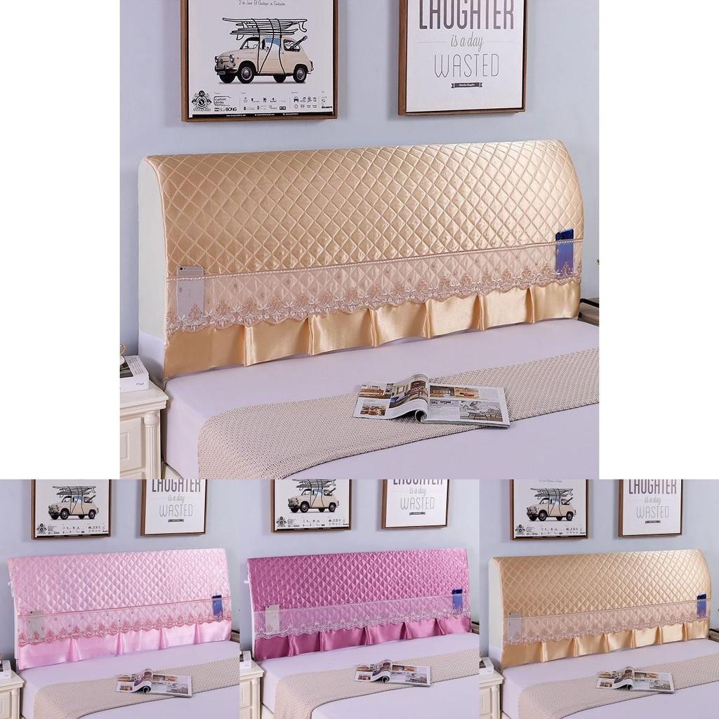 Stretchy Quilted Bed Head Cover With Lace Storage Wrinkle-resistant And All-inclusive