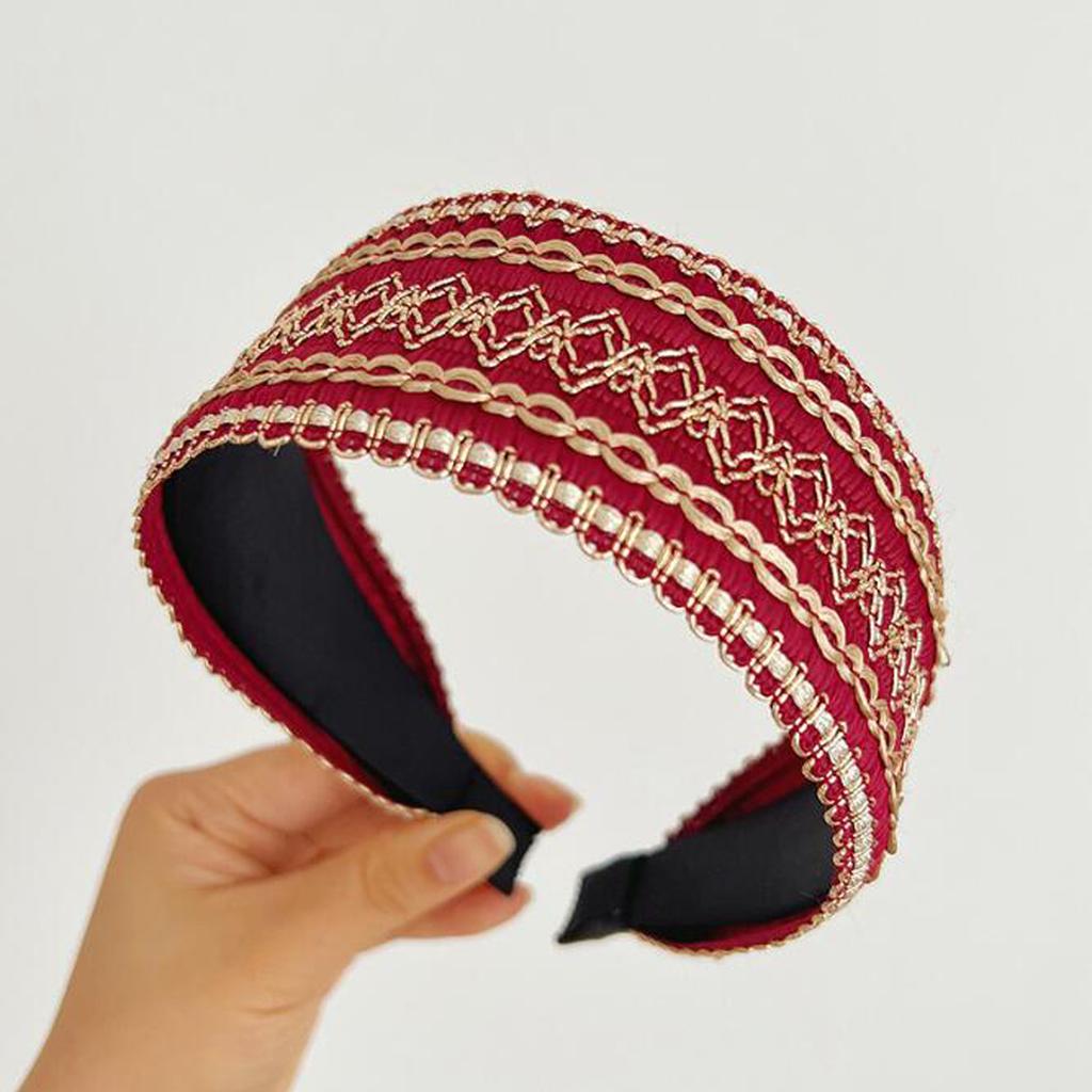 PROLY Neue Mode Haaraccessoires für Frauen Breite Seite Vintage Böhmisch Kopfschmuck Mittiger Knoten Turban Mädchen Stirnband Haarband