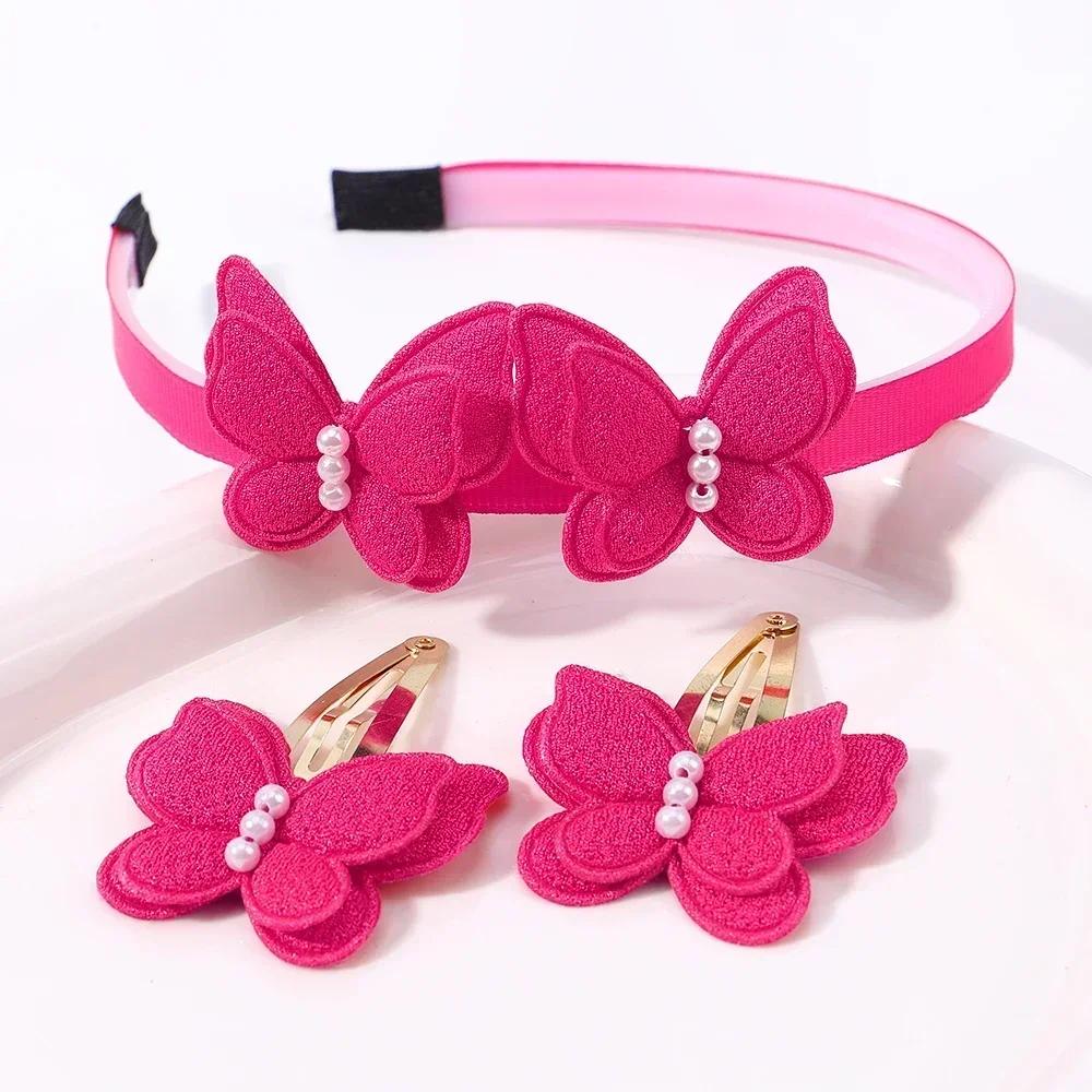 2/3 Pcs Baby Sequins Butterfly Flower Hairbands for Girls Hair Ties Set Clips Bows Headband Kids Headwear Gifts Hair Accessories