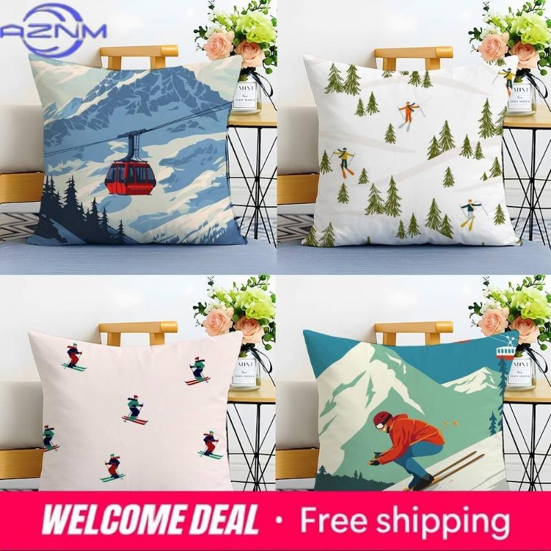 Ski Resort Prop Pillow Case Printing Pillowcase Living Room Sofa Cushion Cover Bedroom Room Decor