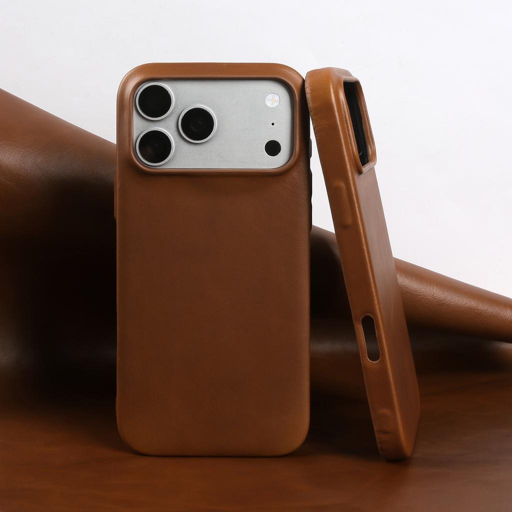 Premium Real Leather Back Case For Iphone 17Pro 16pro Max 15 14 13 12 11 Business Full Covered Protective Cover Phone Cases