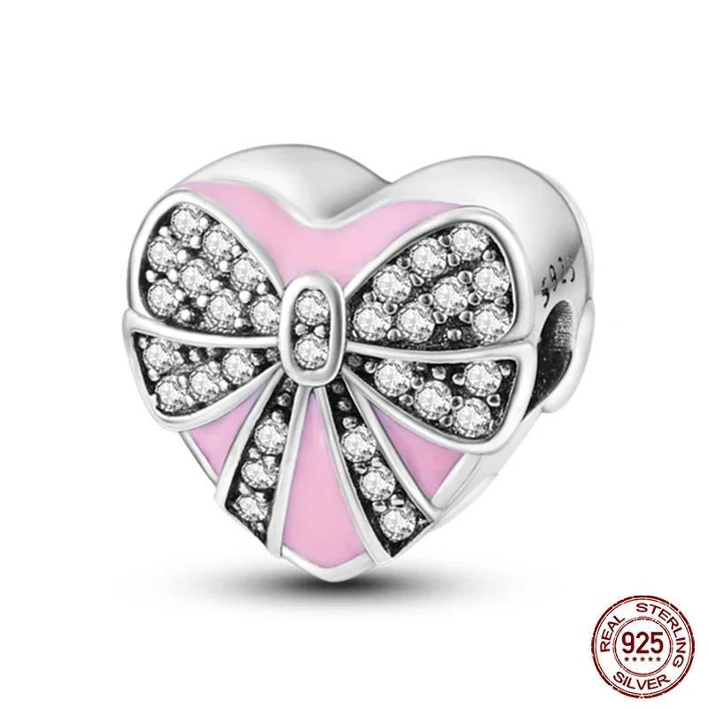 New Copper Romantic Heart Series Charms Beads Fit Original Bracelet Diy Mother'S Day Jewelry Gifts