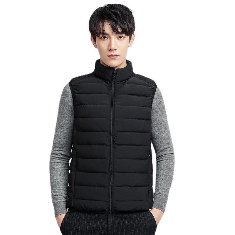 Men's autumn and winter light down jacket warm seamless vest white duck down stand-up collar down vest jacket men