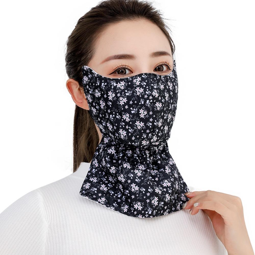 Thickened Face Shield Floral Pattern Cycling Face Shield  Winter Outdoor Activities