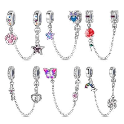 Newcopperclassical Cross Flower Type Musical Note Butterfly Safety Chain For Women Bead Diy Bracelet Jewelry Gift