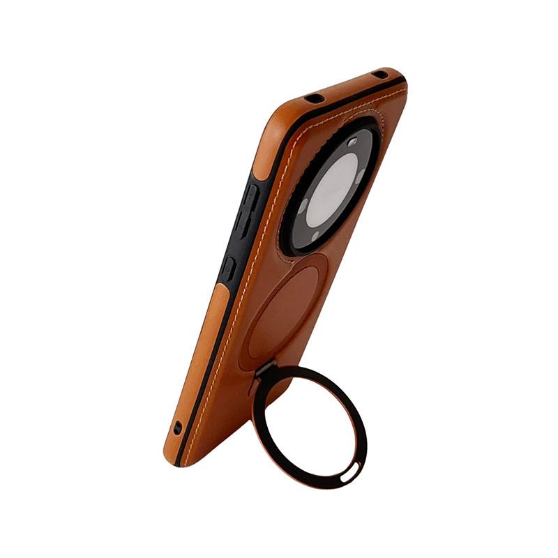 Suitable for Huawei Mate60pro Mobile Phone Case Magnetic Suction Bracket M60 Full-inclusive Anti-fall High-end Business Men's Leather Case