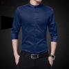 Nuove Camicie da Uomo Business Manica Lunga Collo alla Coreana Cotone Camicia Maschile Vestibilità Slim Design Popolari