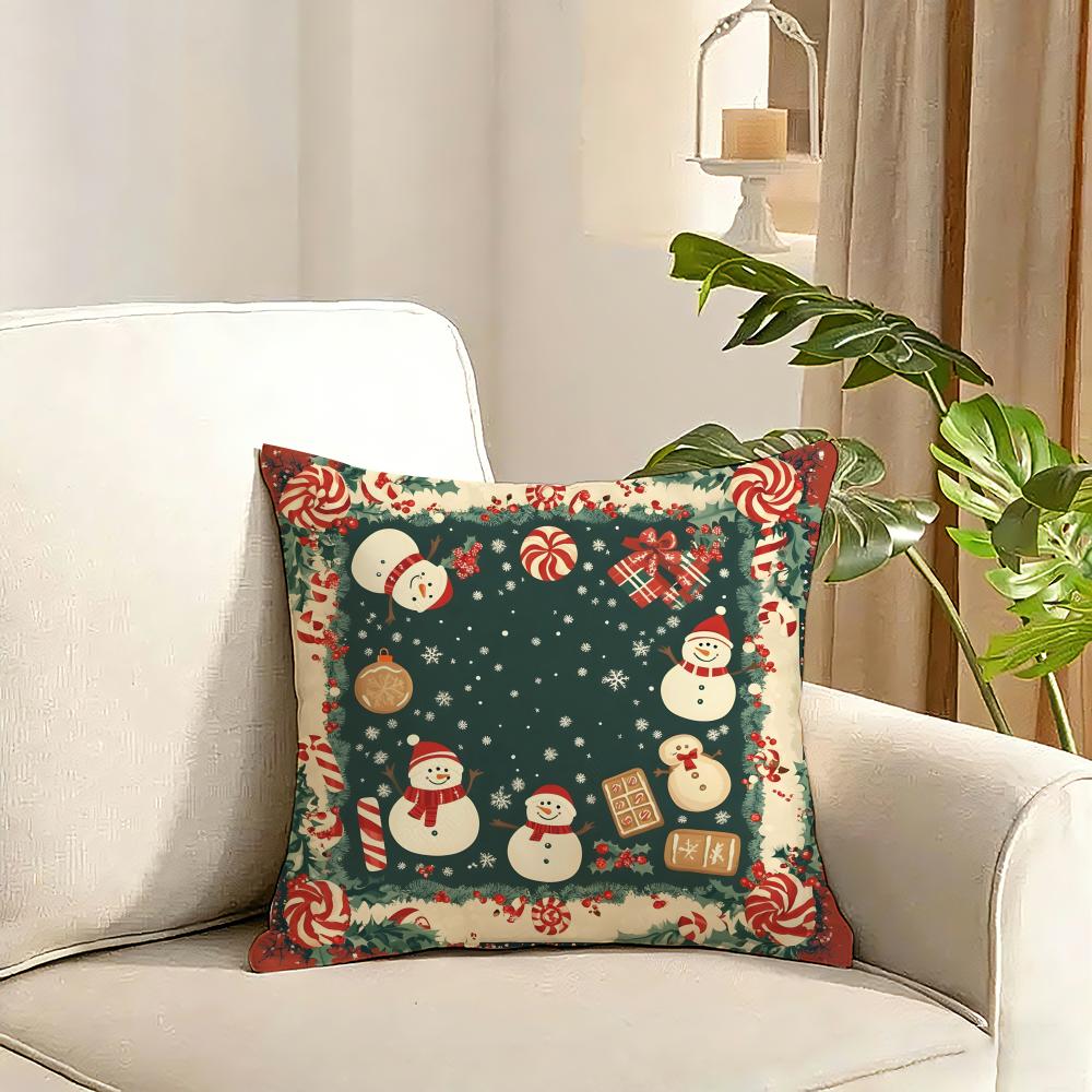 Merry Christmas dear Santa Claus Cushion Cover Reversible Plush Pillow Cover Soft Fluffy Home Decor for Sofa Bedroom