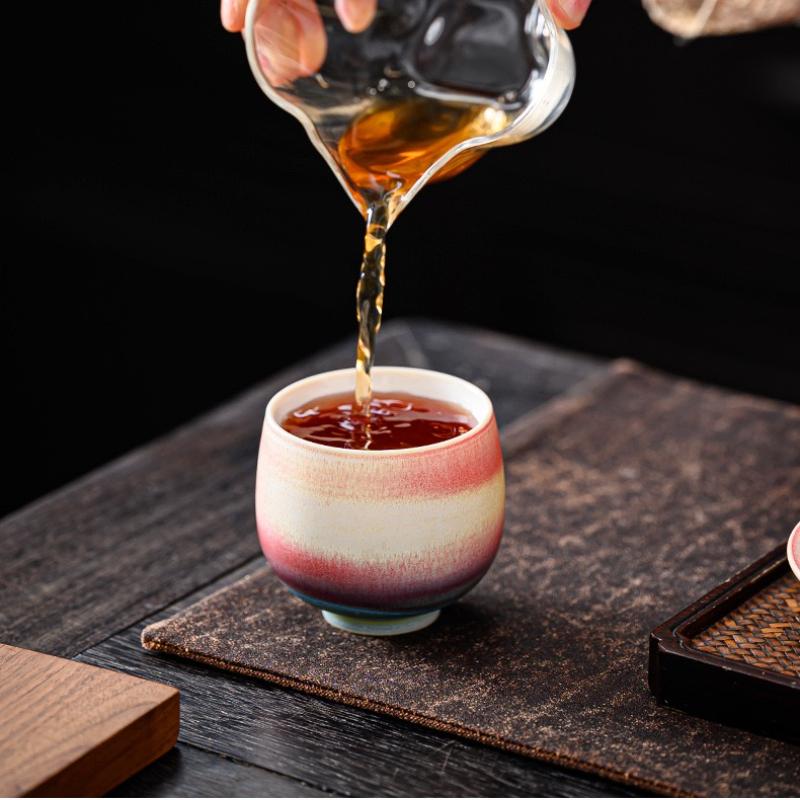 Ceramic Tasting Tea Cup Large Kung Fu Tea Cup Kiln Change Master Cup Retro Ink Wind Drinking Tea Personal Cups