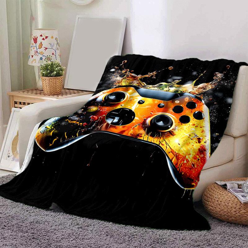 1pc Game Controller Printing Lightweight Flannel Blanket, Comfortable and Warm Blanket, for Camping Sofa Bed and Couch Office, Suitable for G