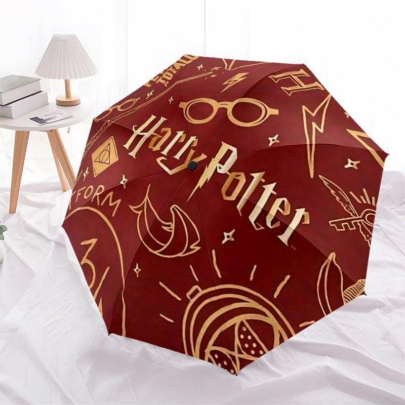 1pc Harry Potter, Hogwarts Automatic Folding Umbrella - Sturdy 8-Rib Polyester Canopy,Sun-Defying Travel Companion Yy251023113