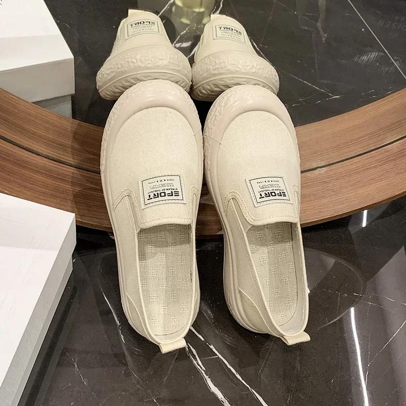 

Холщовые туфли для женщин с низким вырезом популярные туфли для досок из ПВХ с круглым носком модные повседневные туфли для женщин 41 белый