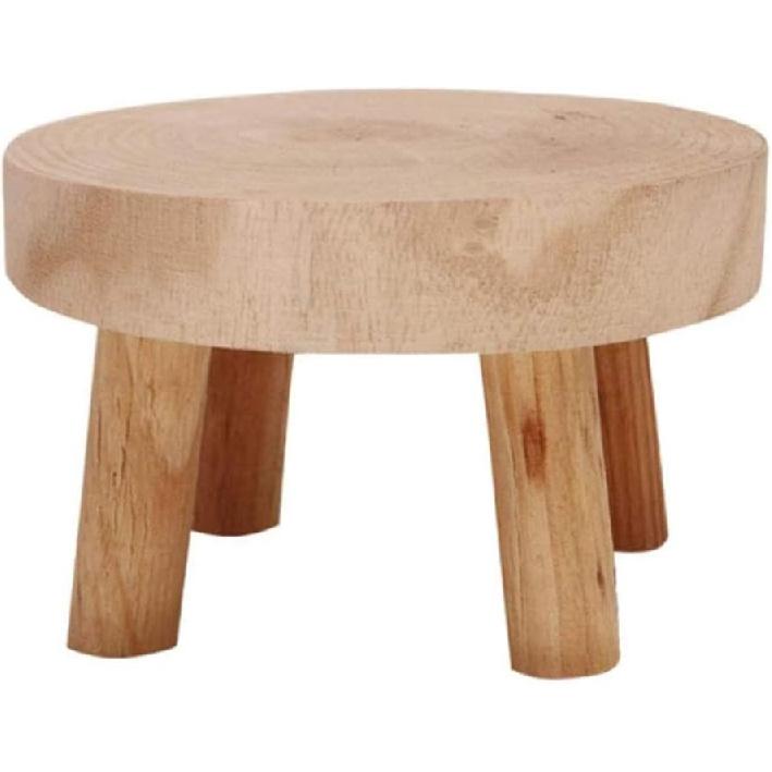 Mini Wooden Stool Display Stand, Flower Pot Stool Vintage Wood Grain Wooden Plant Stand for Indoor Outdoor Office Dining RoomDecor (A,S)