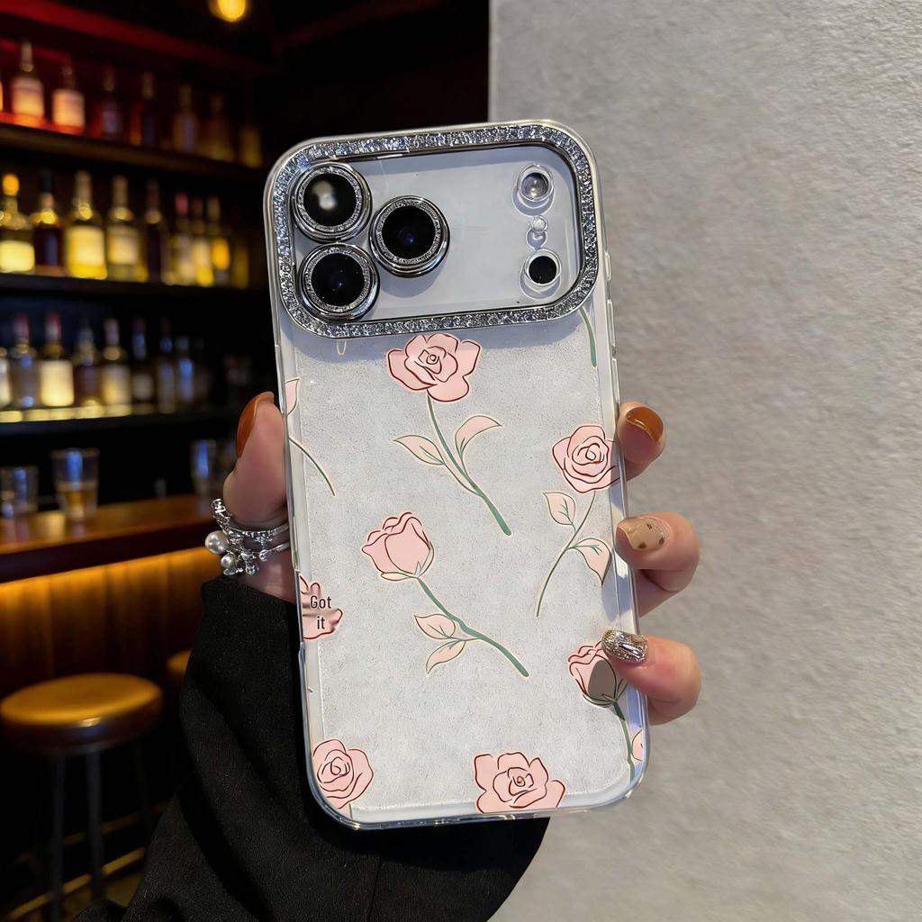 Hand-Painted Rose Case for Apple iPhone 17 Pro Max - Compatible with iPhone 13/15/14/11, Female Design