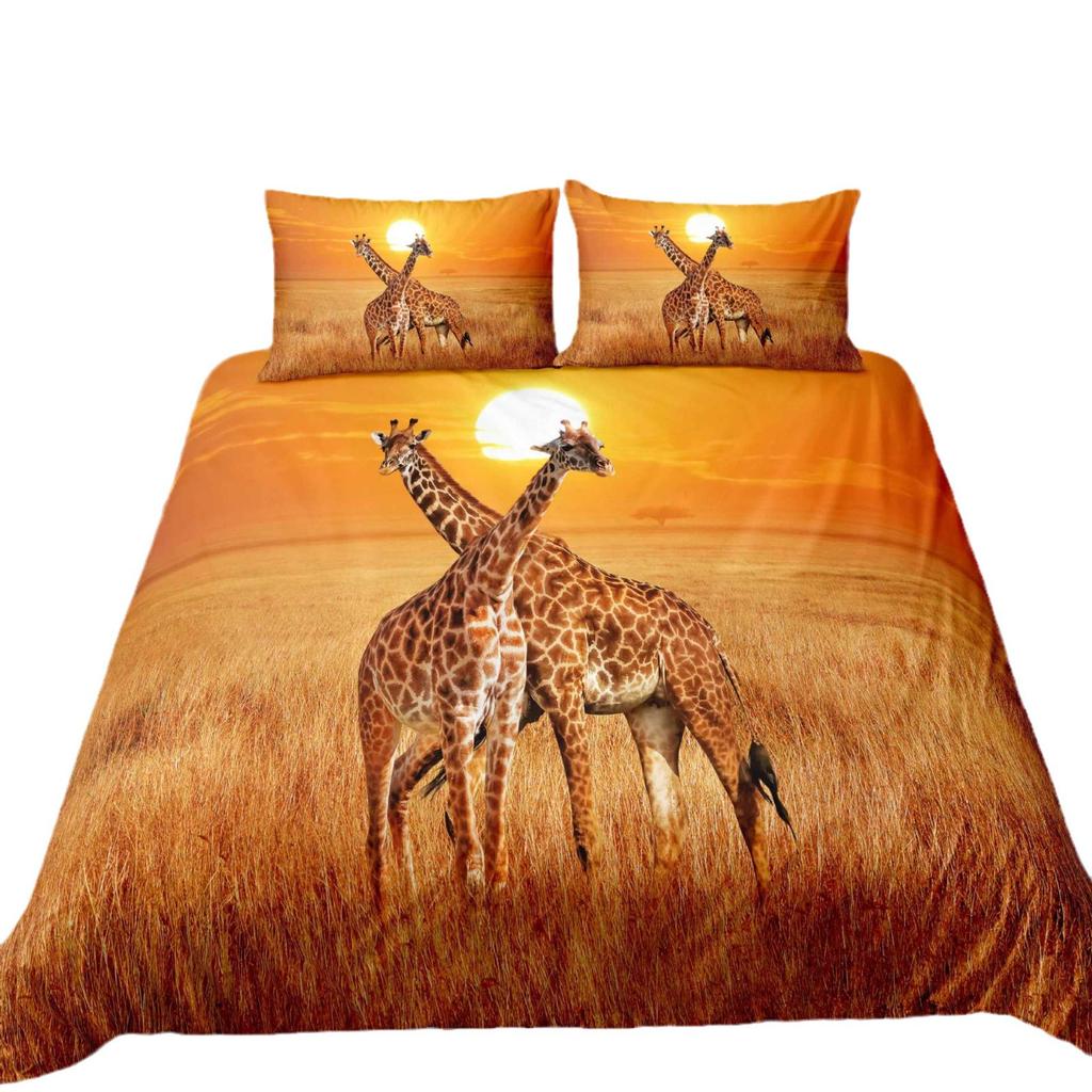 Animal Giraffe Duvet Cover 3D Digital Printing Three-Piece Bedding Set