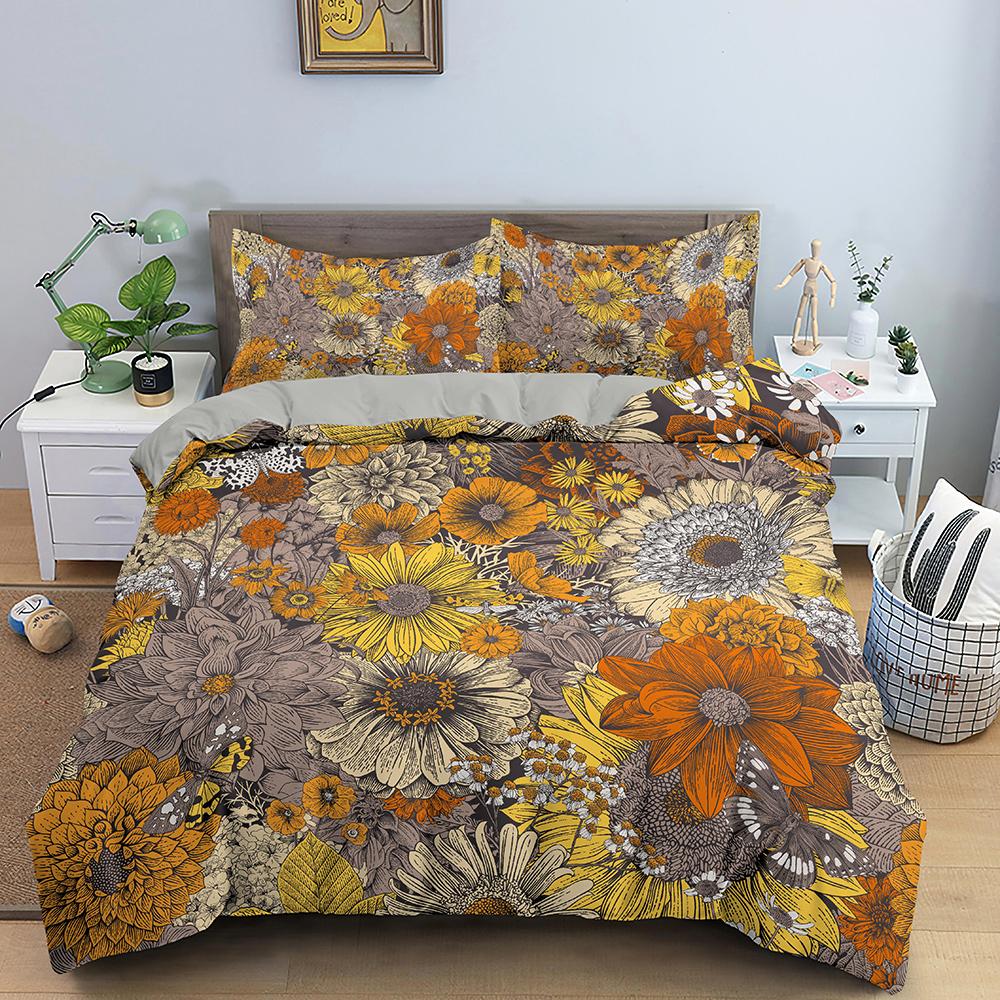 3D Sunflower Bedding Set Luxury 2/3Pcs Floral Print Duvet Cover Sets Single Twin Queen King Size Bedclothes With Pillowcases
