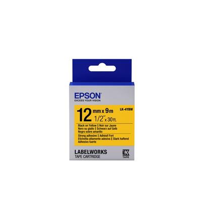 Epson LabelWorks LK-4YBW Black On Yellow Roll (1.2 Cm X 9 M) 1 Roll(x) Label Tape for LabelWorks LW-1000, LW-300,…