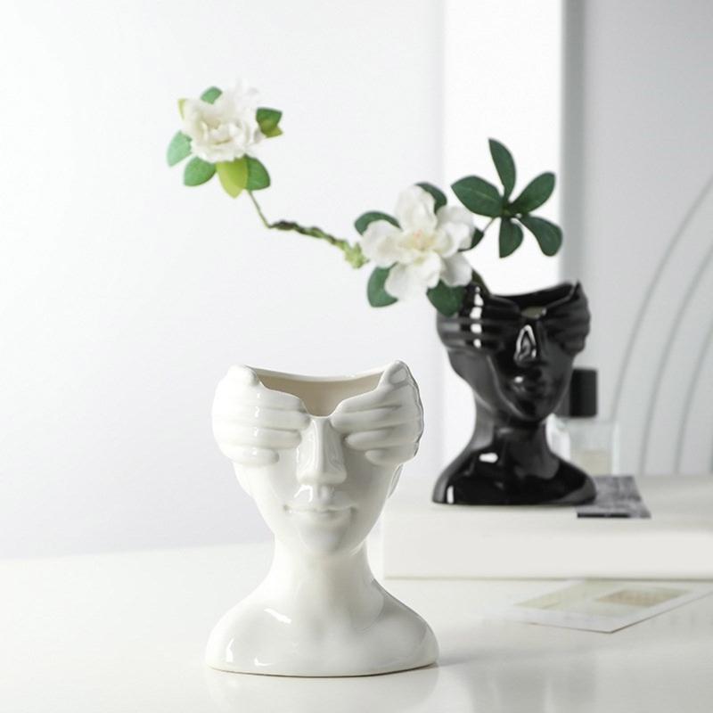 Stylish Flowerpot Silicone Mold Concrete Mould Human Face Shape Flowerpot Molds Cements Mould Silicone Material for Vase