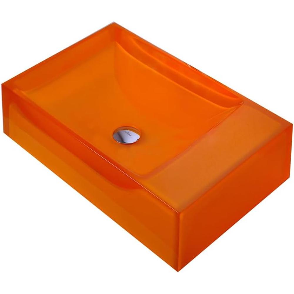 

Bathroom Transparent Resin Vessel Sink Cloakroom Rectangular Countertop Orange Washbasin M оранжевый
