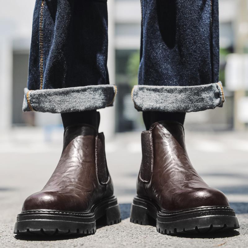 

2025 spring new low-top Martin boots medium-top Chelsea boots British style men s shoes fashion versatile shoes 2114-J 44 коричневый