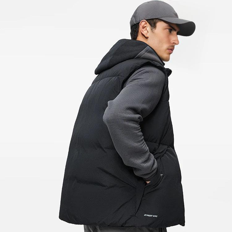 Li Ning Fitness Series FW23 Solid Color Stand Collar Windproof Down Vest Men Vests Black AMRT011-1