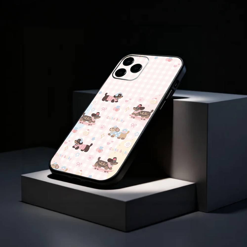 C-Cute-Dachshund K-Kawai Phone Case Silicone Soft For IPhone 17 16 15 14 13 12 11 X XR Plus Pro Max Plus