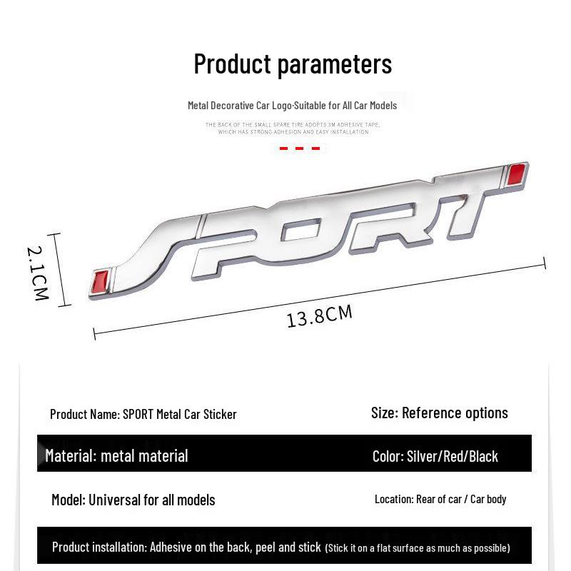 3D Sport Metal Emblems & Stickers for Modified Cars, Tail Badges