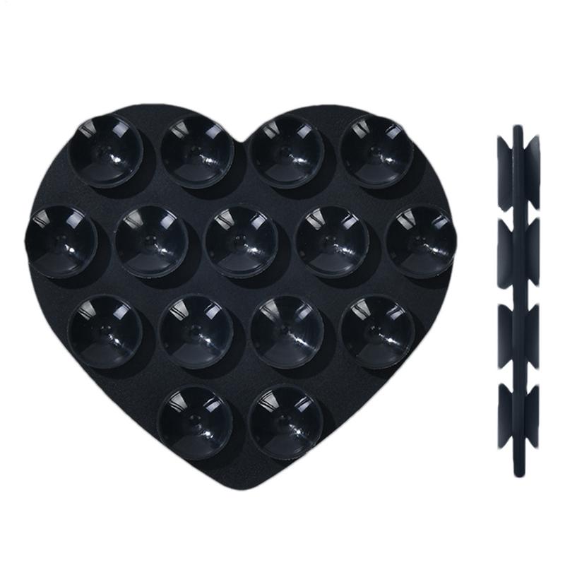 1PC Heart-shape Sucker Support Silicone Sucker Strong Adsorption Mobile Phone Fixed Pad Hand-Free Washable Suction Cup Bracket