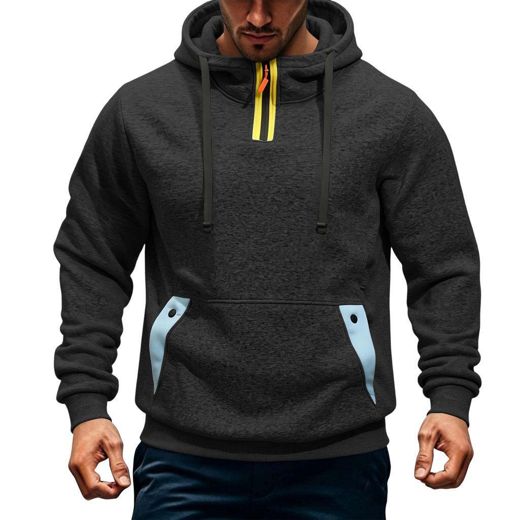 Men's Casual Loose Fit Color Block Hoodie for Fall and Winter Everyday Wear