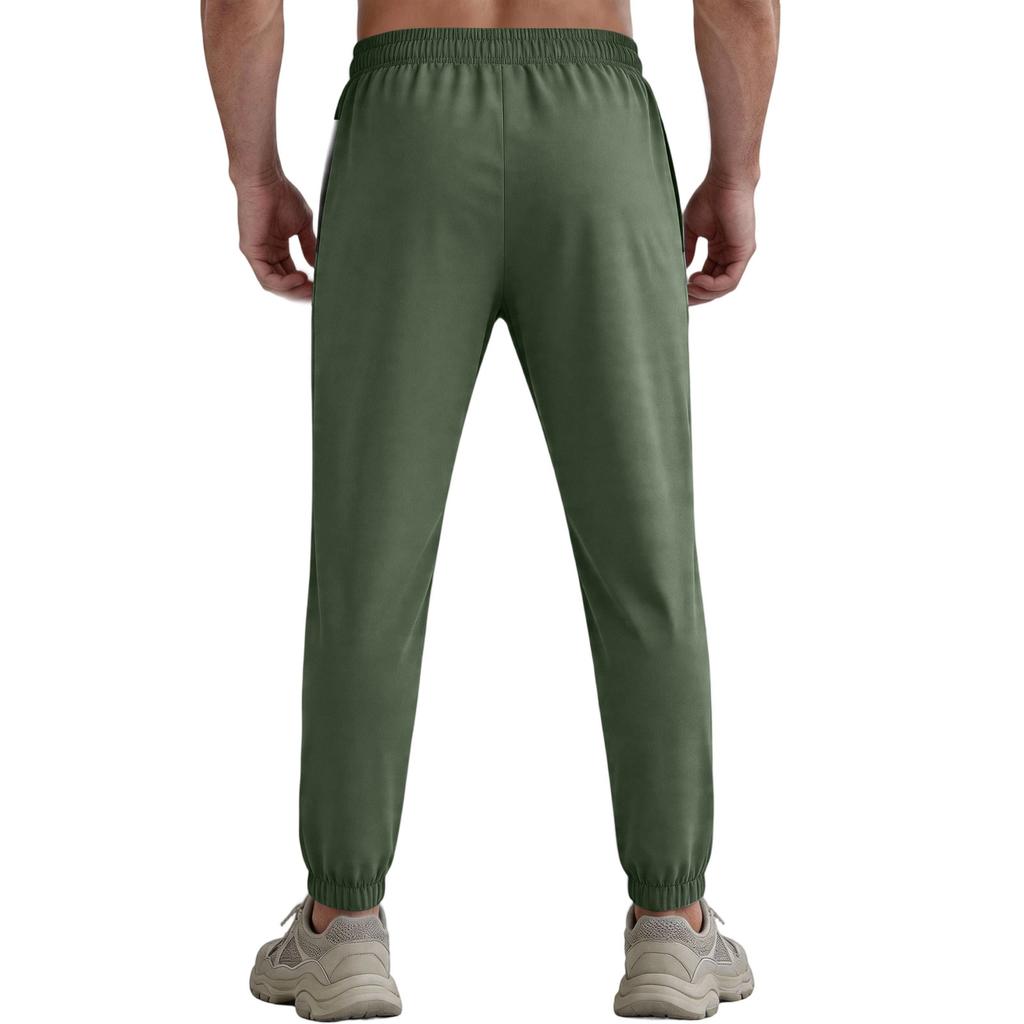 Men Casual Lightweight Stretch Quick Dry Pants Elastic Waist Zipper Pocket Breathable Sports Trousers for Everyday Wear