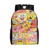 S-SpongeBobed Pink Tone Cute Group Collage Backpack Girl Polyester Outdoor Style Backpacks Durable Funny School Bags Rucksack